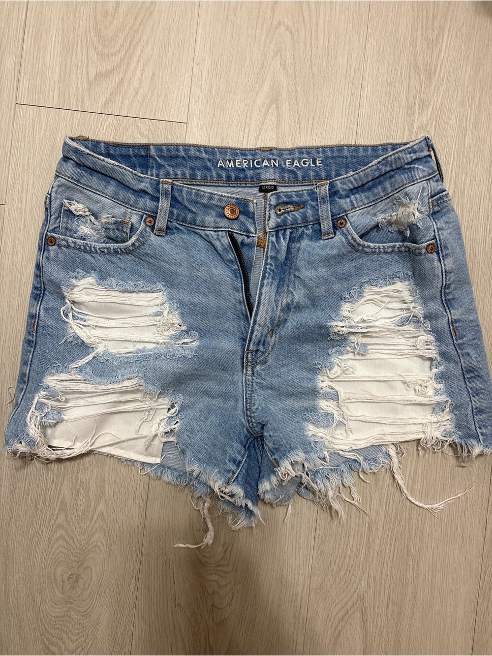 American Eagle Outfitters Light Blue Distressed Denim Cutoff Shorts